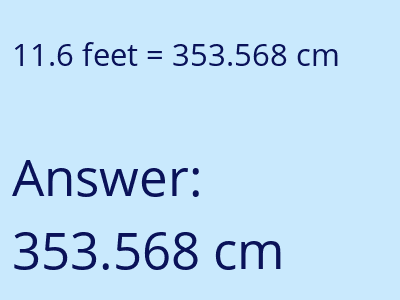 11.6 feet in cm image