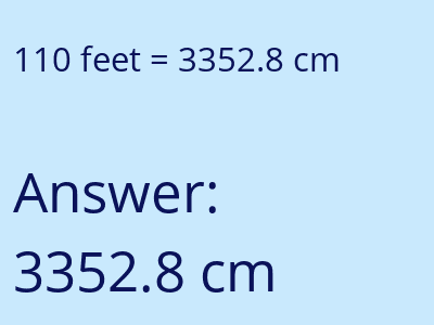 110 feet in cm image