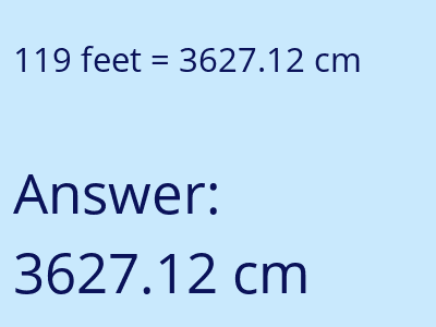 119 feet in cm image