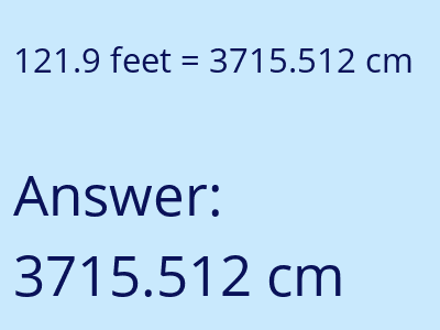 121.9 feet in cm image