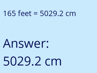 165 feet in cm image