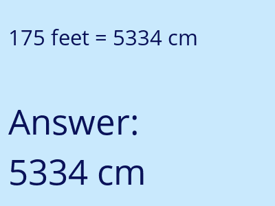 175 feet in cm image