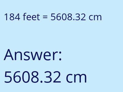 184 feet in cm image