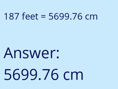 187 feet in cm image