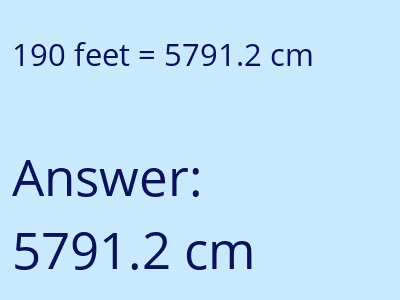 190 feet in cm image