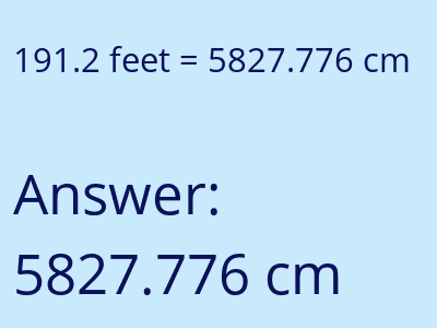 191.2 feet in cm image