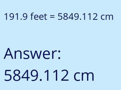 191.9 feet in cm image