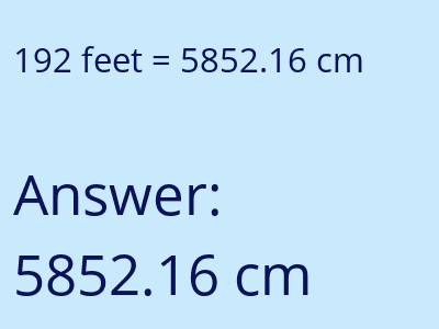 192 feet in cm image