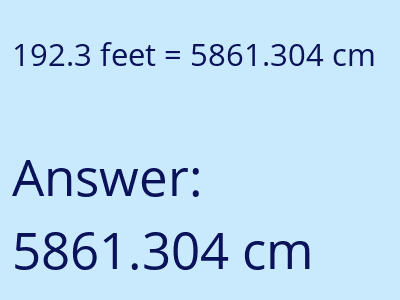 192.3 feet in cm image