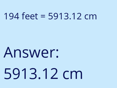 194 feet in cm image