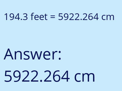 194.3 feet in cm image