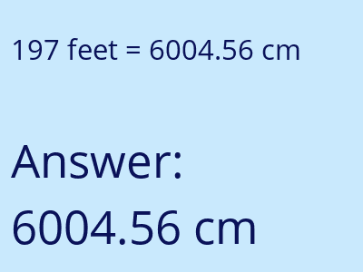 197 feet in cm image