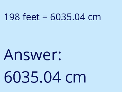 198 feet in cm image