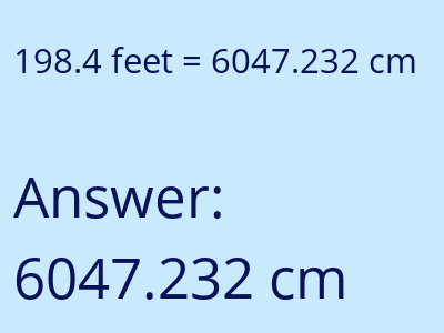 198.4 feet in cm image