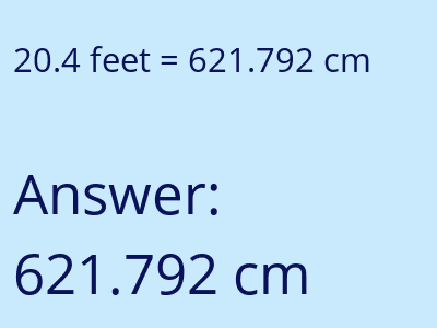 20.4 feet in cm image