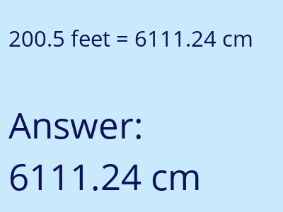 200.5 feet in cm image