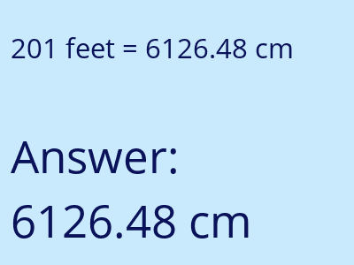 201 feet in cm image