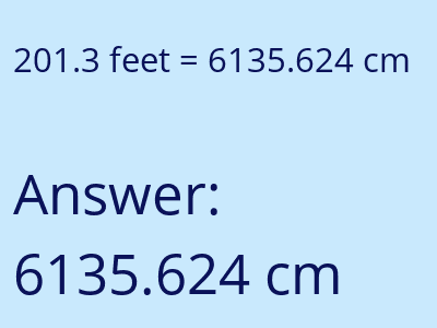 201.3 feet in cm image