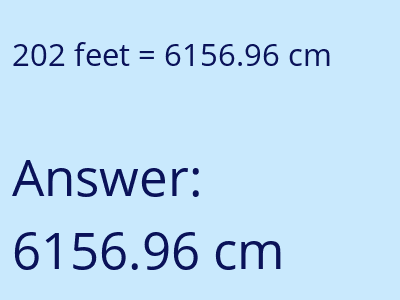 202 feet in cm image