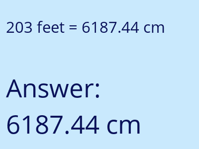 203 feet in cm image