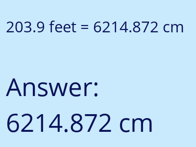 203.9 feet in cm image