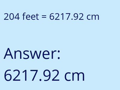 204 feet in cm image