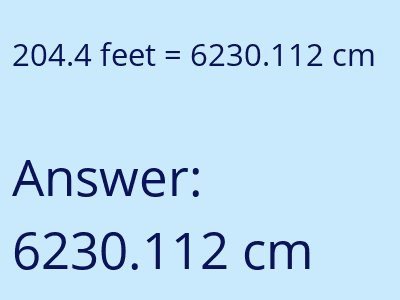 204.4 feet in cm image