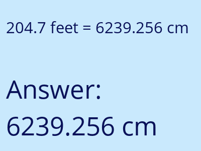 204.7 feet in cm image