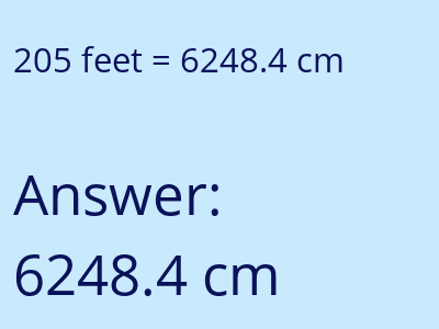 205 feet in cm image