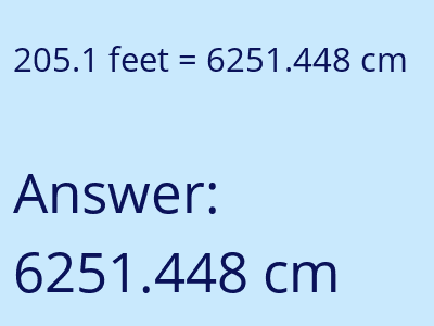 205.1 feet in cm image