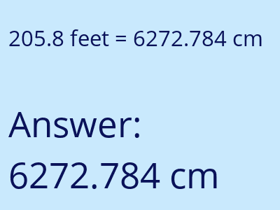 205.8 feet in cm image