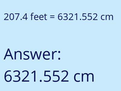 207.4 feet in cm image