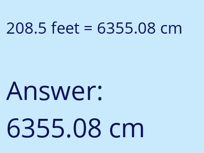 208.5 feet in cm image