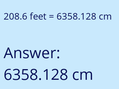 208.6 feet in cm image