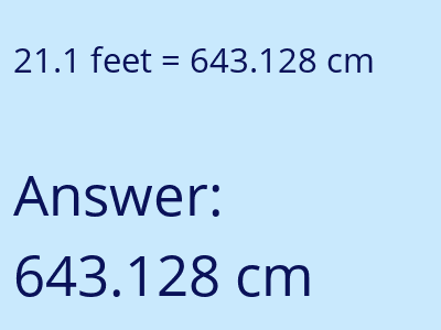 21.1 feet in cm image