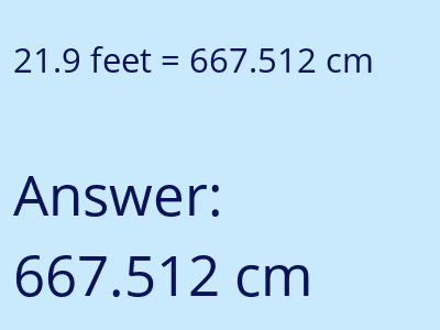 21.9 feet in cm image