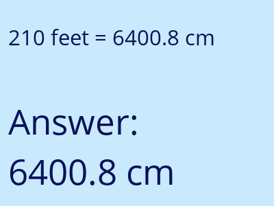 210 feet in cm image