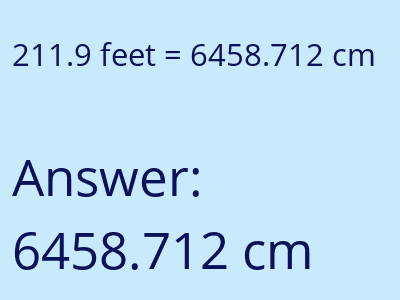 211.9 feet in cm image