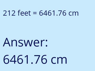 212 feet in cm image