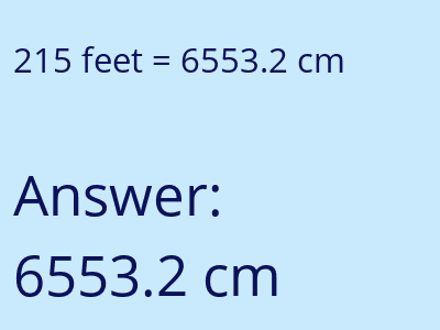 215 feet in cm image