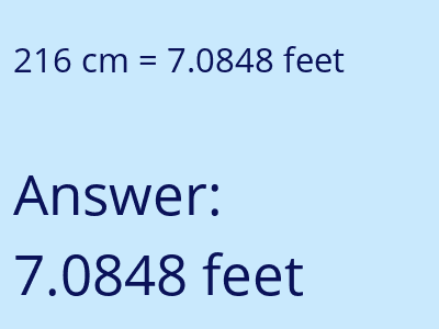 216 cm in feet image