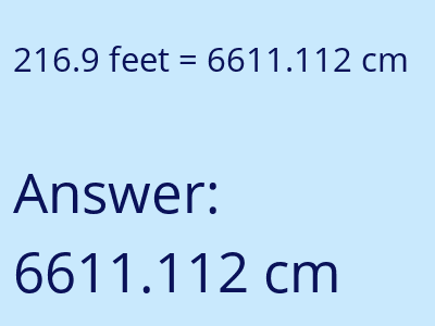 216.9 feet in cm image