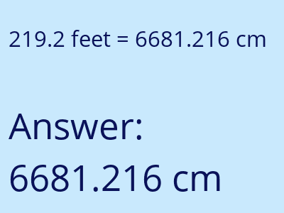 219.2 feet in cm image