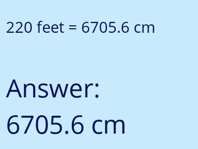 220 feet in cm image
