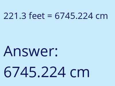 221.3 feet in cm image