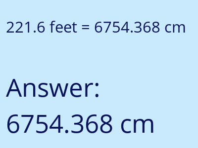 221.6 feet in cm image