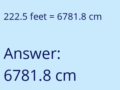 222.5 feet in cm image