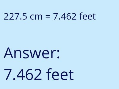227.5 cm in feet image