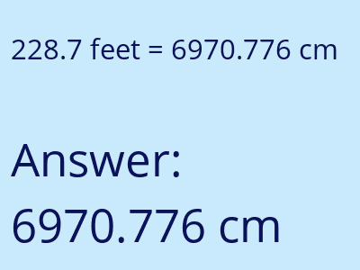 228.7 feet in cm image