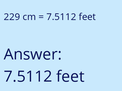 229 cm in feet image